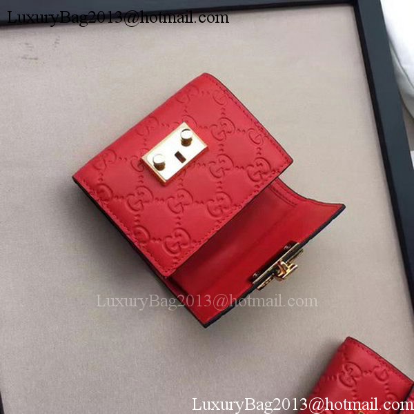 Gucci Signature Leather Padlock Wallet 453155 Red