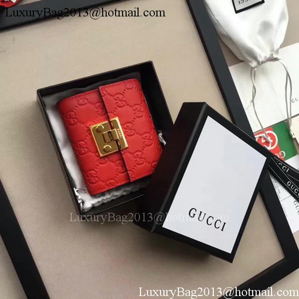 Gucci Signature Leather Padlock Wallet 453155 Red