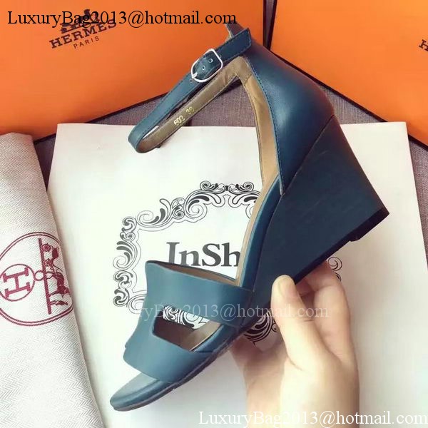 Hermes Leather 70mm Sandal H0741 Blue