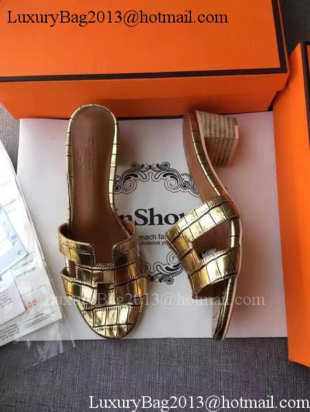 Hermes Leather Slipper HO742 Gold