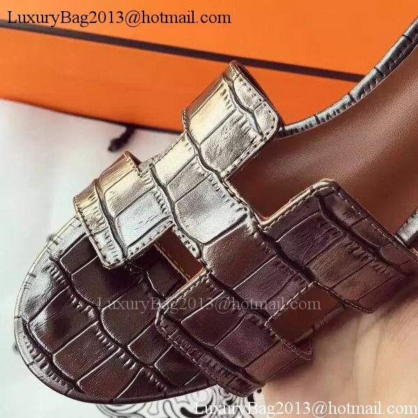 Hermes Leather Slipper HO742 Silver