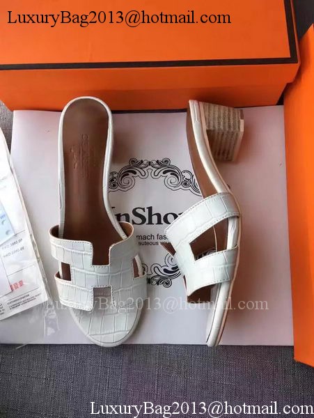 Hermes Leather Slipper HO742 White