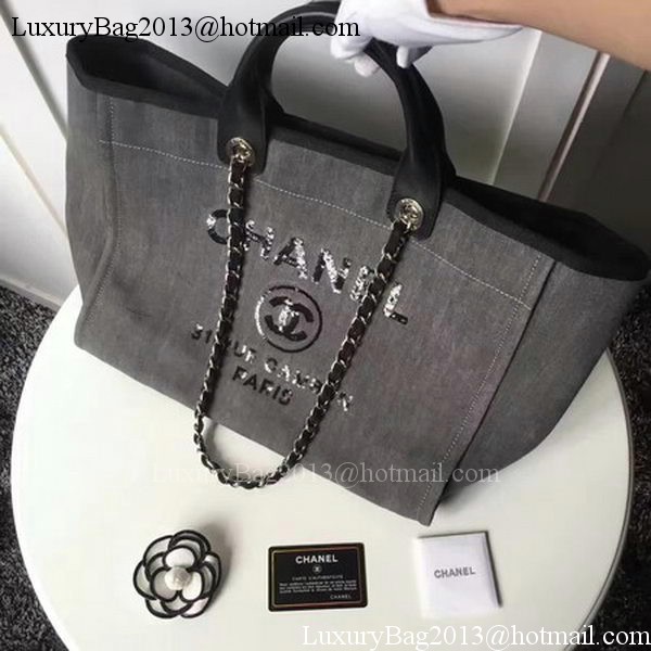 Chanel Large Canvas Tote Shopping Bag A1679 Grey