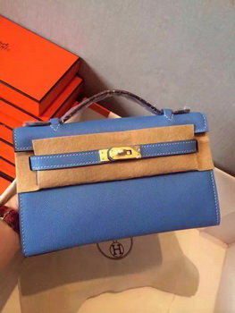 Hermes Kelly 22cm Tote Bag Original Leather KL22 Blue