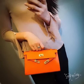 Hermes Kelly 22cm Tote Bag Original Leather KL22 Orange