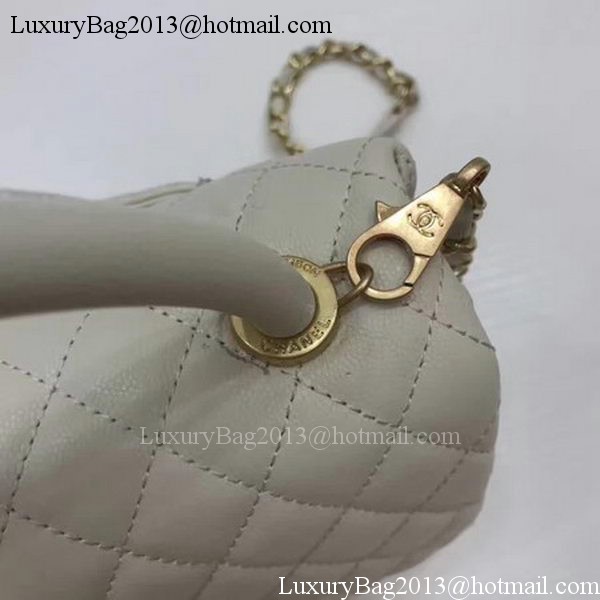 Chanel Classic Top Handle Bag OffWhite Sheepskin Leather A92991 Gold