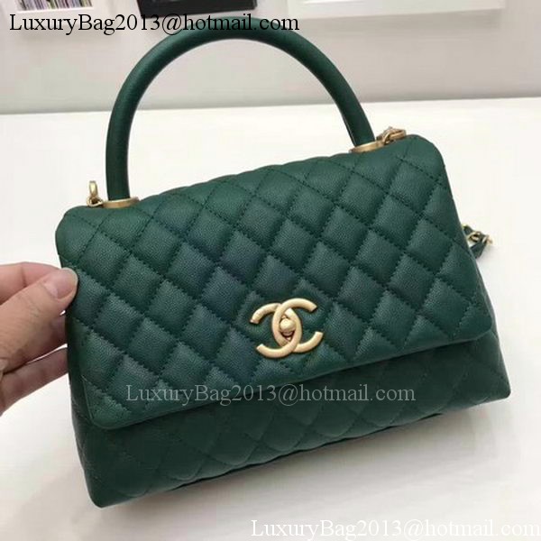 Chanel Classic Top Handle Bag Sheepskin Leather A92991 Green