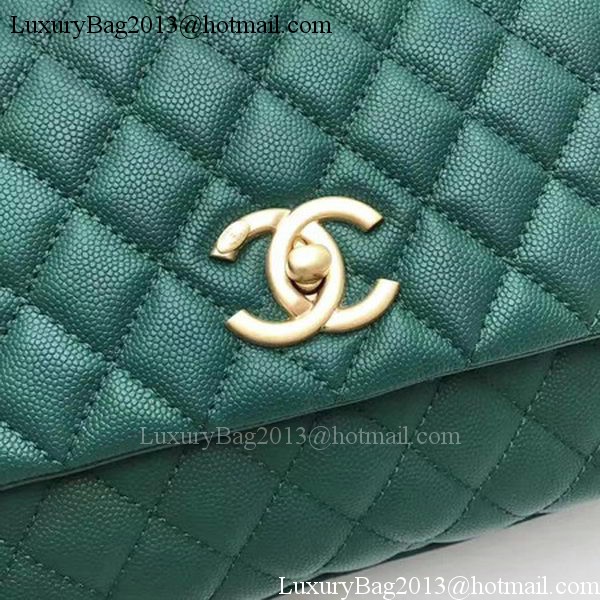 Chanel Classic Top Handle Bag Sheepskin Leather A92991 Green