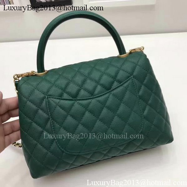 Chanel Classic Top Handle Bag Sheepskin Leather A92991 Green