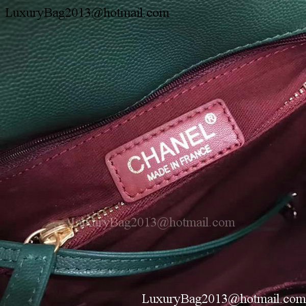 Chanel Classic Top Handle Bag Sheepskin Leather A92991 Green