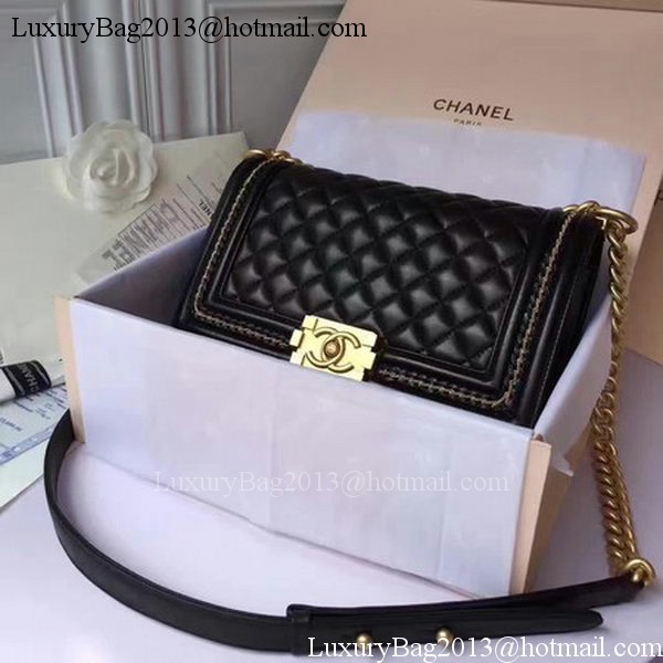 Boy Chanel Flap Shoulder Bag Original Sheepskin Leather A67086 Black