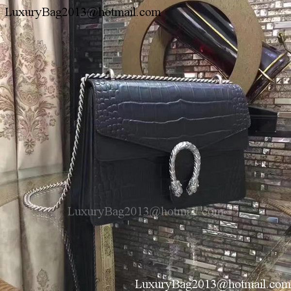 Gucci Dionysus Croco Leather Shoulder Bag 400235 Black