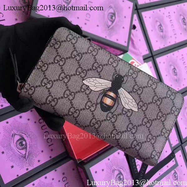 Gucci Bee Print GG Supreme Zip Around Wallet 451273 BEE