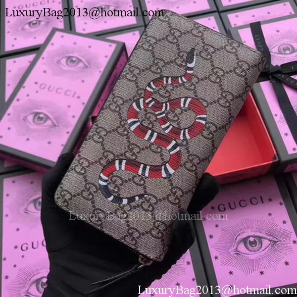 Gucci Snake print GG Supreme Zip Around Wallet 451273 Red