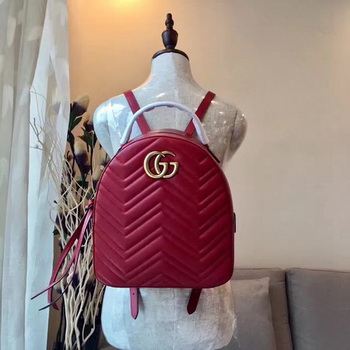 Gucci GG Marmont Quilted Leather Backpack 476671 Red