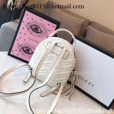 Gucci GG Marmont Quilted Leather Backpack 476671 White