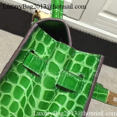 Hermes Kelly 28cm Shoulder Bag Croco Leather K28 Green