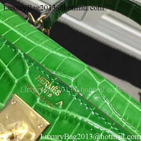 Hermes Kelly 28cm Shoulder Bag Croco Leather K28 Green