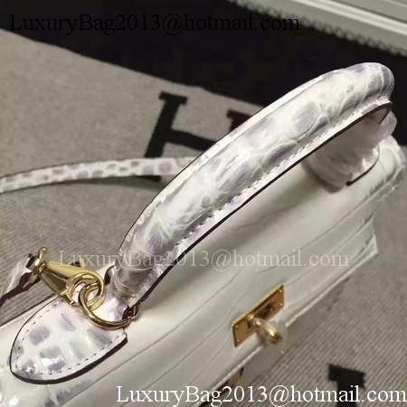 Hermes Kelly 28cm Shoulder Bag Croco Leather K28 OffWhite