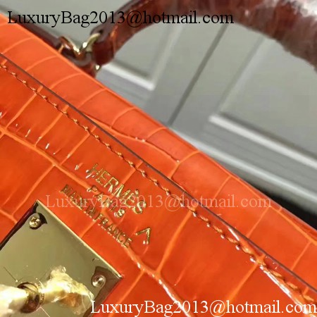 Hermes Kelly 28cm Shoulder Bag Croco Leather K28 Orange