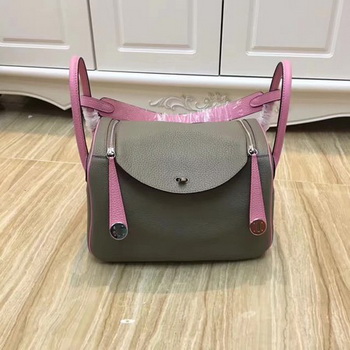 Hermes Lindy 30CM Original Leather Shoulder Bag LD30 Grey&Pink