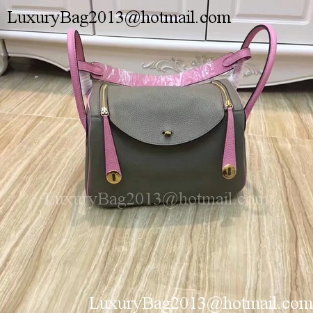 Hermes Lindy 30CM Original Leather Shoulder Bag LD30 Grey&Pink