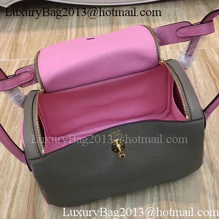 Hermes Lindy 30CM Original Leather Shoulder Bag LD30 Grey&Pink