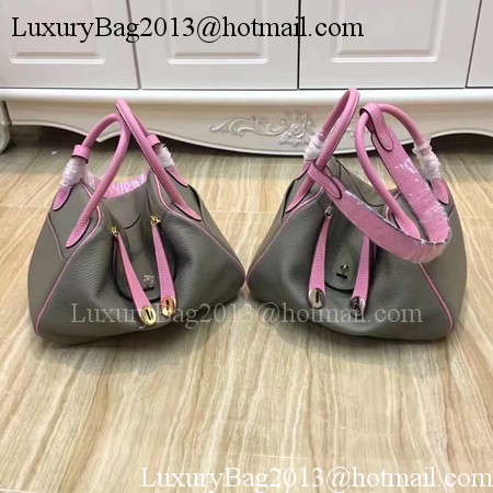 Hermes Lindy 30CM Original Leather Shoulder Bag LD30 Grey&Pink