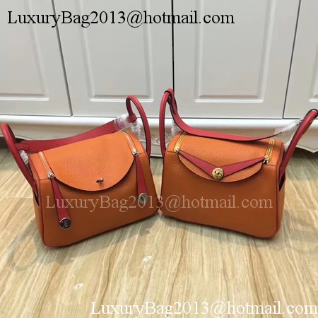 Hermes Lindy 30CM Original Leather Shoulder Bag LD30 Orange&Red