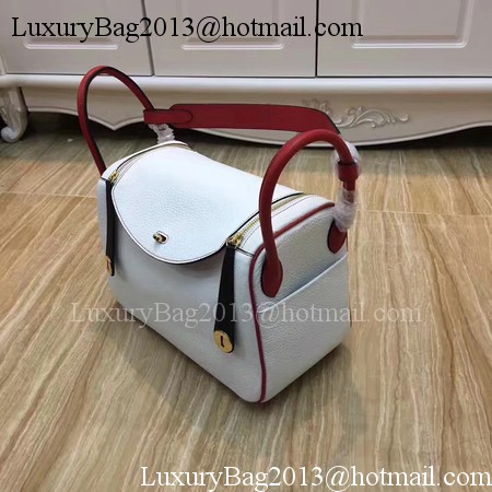 Hermes Lindy 30CM Original Leather Shoulder Bag LD30 White&Red