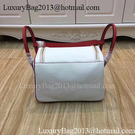 Hermes Lindy 30CM Original Leather Shoulder Bag LD30 White&Red