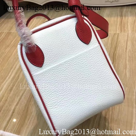 Hermes Lindy 30CM Original Leather Shoulder Bag LD30 White&Red