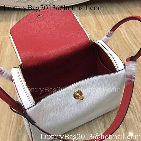 Hermes Lindy 30CM Original Leather Shoulder Bag LD30 White&Red