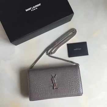 Saint Laurent mini Croco Leather Cross-body Shoulder Bag 360458 Grey