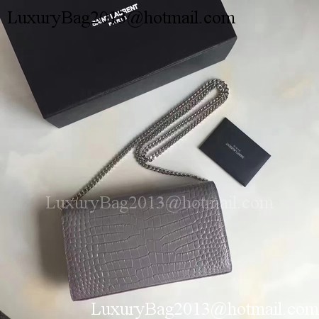 Saint Laurent mini Croco Leather Cross-body Shoulder Bag 360458 Grey