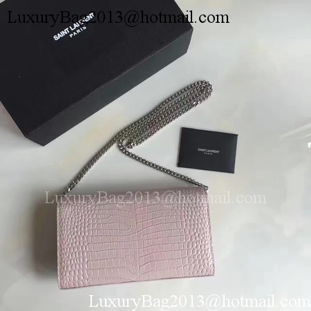 Saint Laurent mini Croco Leather Cross-body Shoulder Bag 360458 Pink