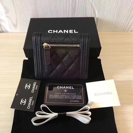 Boy Chanel Matelasse Bi-Fold Wallet Cannage Pattern CHA5261 Black