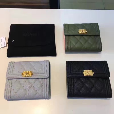 Boy Chanel Matelasse Bi-Fold Wallet Cannage Pattern CHA5261 Green