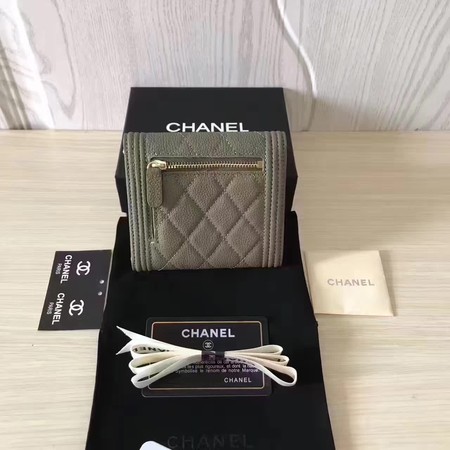 Boy Chanel Matelasse Bi-Fold Wallet Cannage Pattern CHA5261 Green