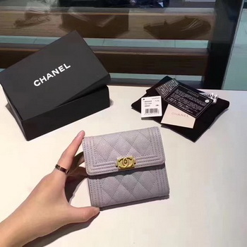 Boy Chanel Matelasse Bi-Fold Wallet Cannage Pattern CHA5261 Grey