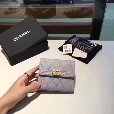 Boy Chanel Matelasse Bi-Fold Wallet Cannage Pattern CHA5261 Grey