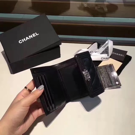 Boy Chanel Matelasse Bi-Fold Wallet Sheepskin CHA5261 Black