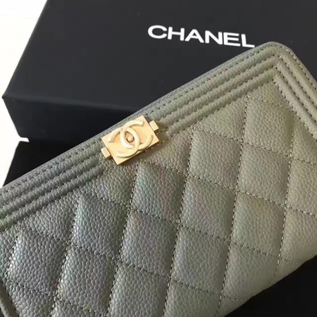 Boy Chanel Zip Around Wallet Cannage Pattern CHA5264 Green