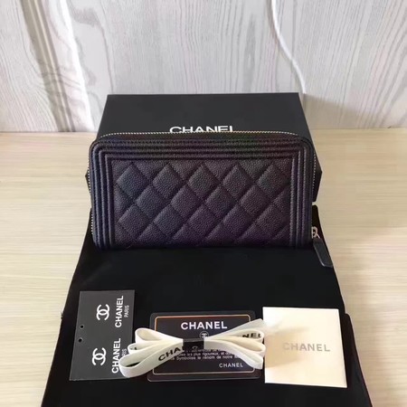 Boy Chanel Zip Around Wallet Cannage Pattern CHA5265 Black