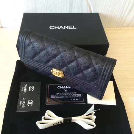 Chanel Boy Matelasse Long Wallet Black Cannage Pattern CHA5263 Gold