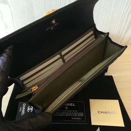 Chanel Boy Matelasse Long Wallet Black Cannage Pattern CHA5263 Gold