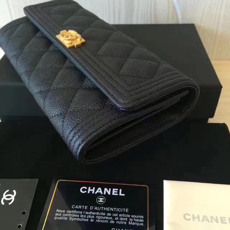 Chanel Boy Matelasse Long Wallet Black Cannage Pattern CHA5263 Gold