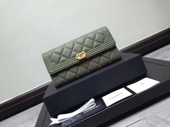 Chanel Boy Matelasse Long Wallet Cannage Pattern CHA5263 Green