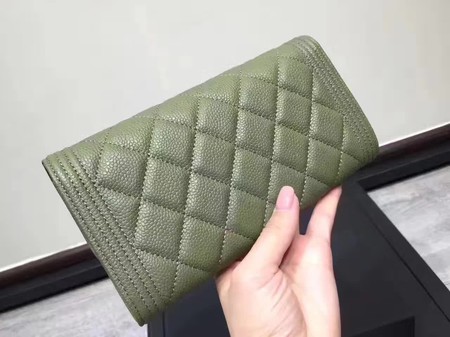 Chanel Boy Matelasse Long Wallet Cannage Pattern CHA5263 Green