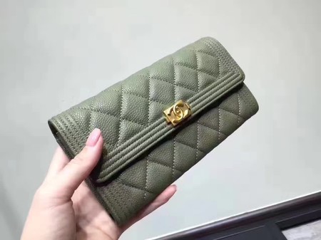 Chanel Boy Matelasse Long Wallet Cannage Pattern CHA5263 Green